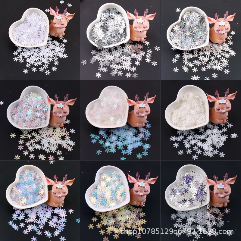 10g 7mm 10mm 13mm white snowflake beads DIY flower shaped sequins Christmas decorative material hand sewn accessories