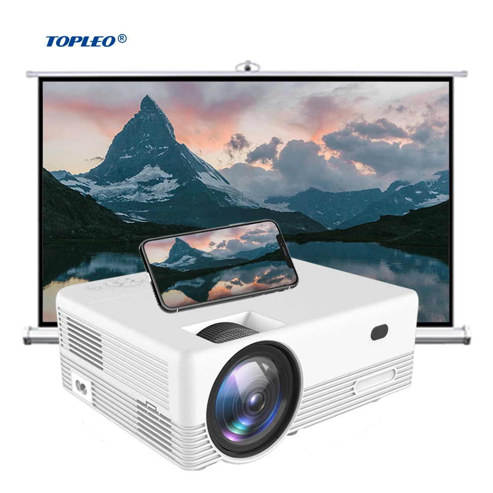 Topleo Factory Supply Lcd Portable Hd Projector Mirroring Screen kid gift Home Theater 4k smart Lcd Projectors