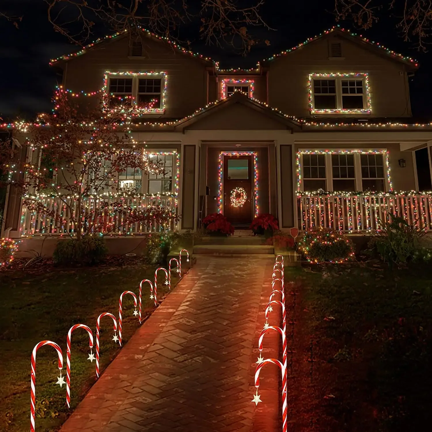 5PCS/Set Solar Cane Light Outdoor Waterproof Christmas Candy Ground Light Garden Landscape Decoration Lawn Light Colored Light image 3