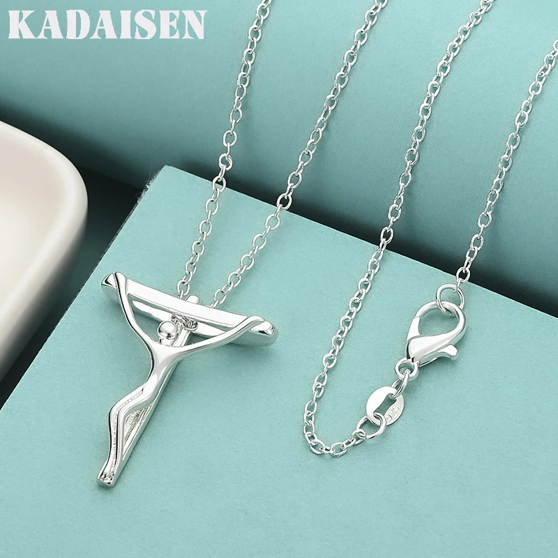 

925 Sterling Silver Necklace Religious Cross Pendant Necklace for Women & Men Jewelry Gift