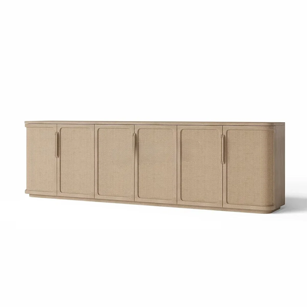Modern solid wood 6-door media console TV stand cabinet