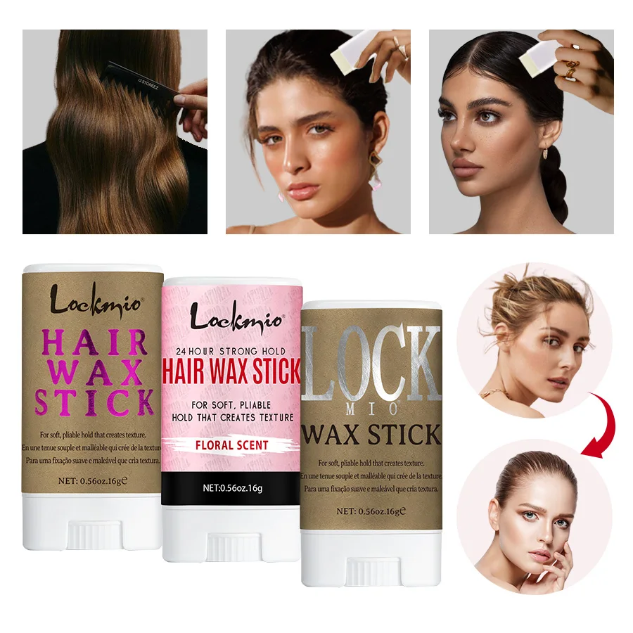 LOCKMIO 1pcs Smoothing Wax Stick For Flyaways and Frizz Hair, Portable Hair Styling Pomade Stick for Men Women & Child Solid Wax