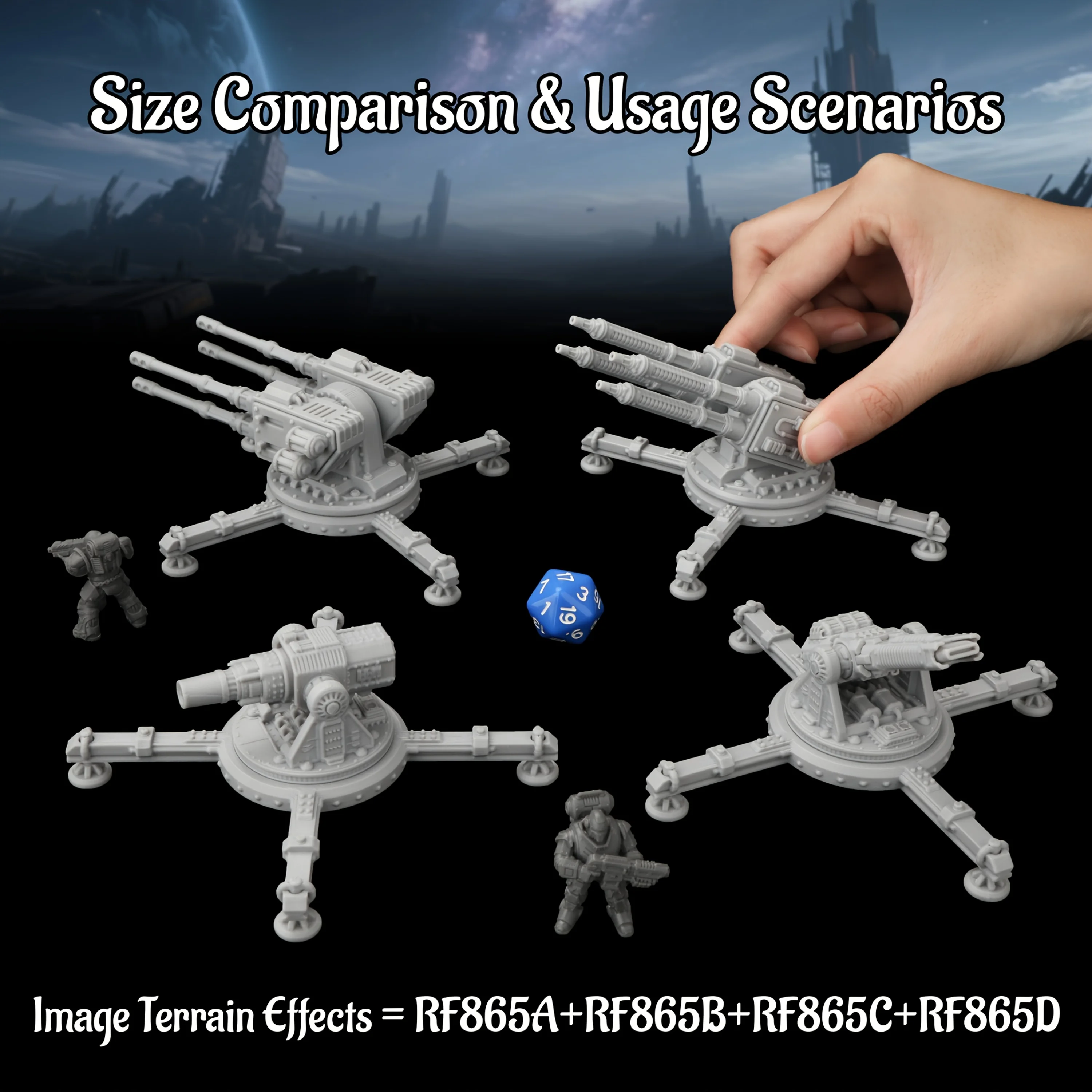 Sci-Fi Base Defense Miniature Terrain Models  - TRPG Defense Accessories Fantasy Miniatures for TTRPG Scenes Collectible Gift view 2