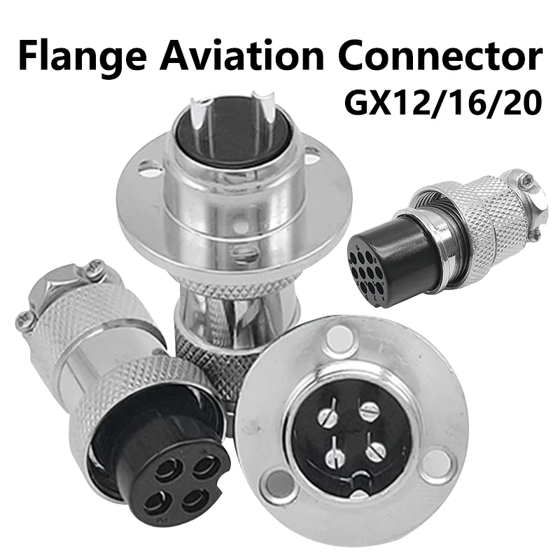 GX12/16/20 2/3/4/5/6/7/8/9/10/12/14Core15 Pin Flange Type Connectors Male&Female Aviation Plug &Socket Copper