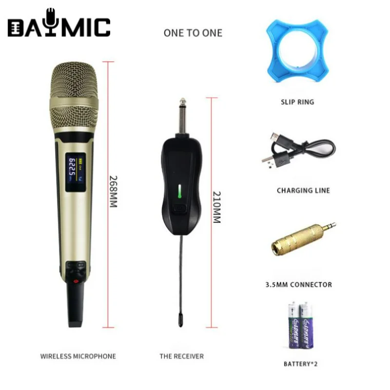 

DAYMIC Handheld Wireless Microphone for Livestream Family Karaoke Mike Single Channel Recharge Receiver