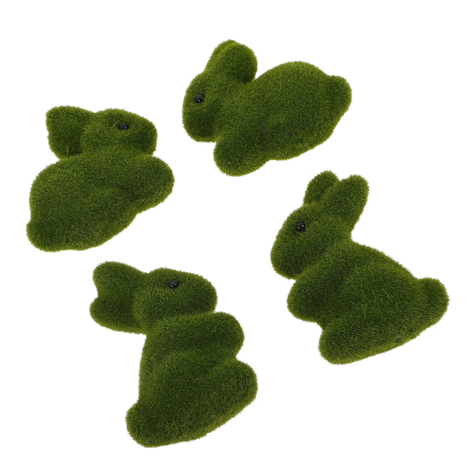 

4Pcs Moss Bunny Green Flocked Rabbit Statue Outdoor Indoor Easter Decor Spring Garden Party Centerpiece Shelf Porch Table Lawn