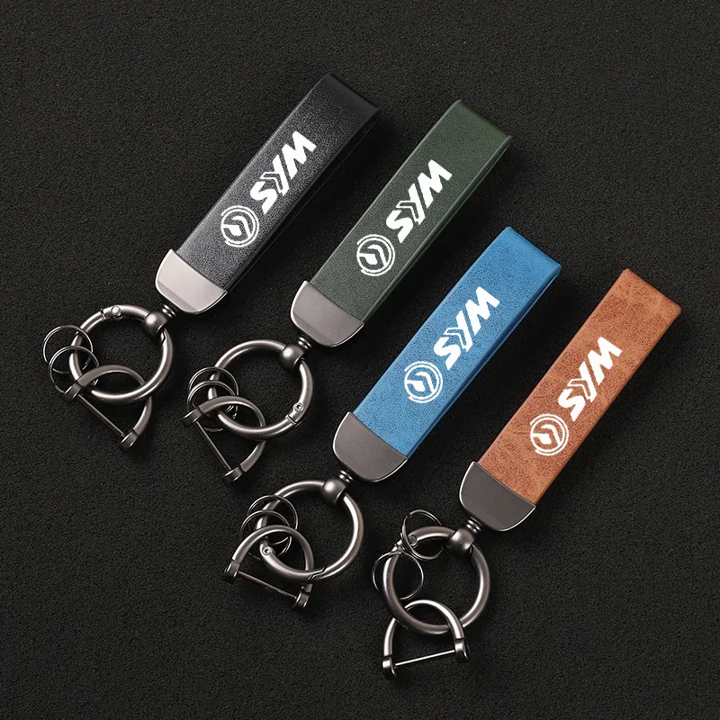 Motorcycle Leather Keychain Horseshoe Buckle Jewelry for SYM JOYMAX Z 125/250/300 MAXSYM Motorcycle Keychain Accessories