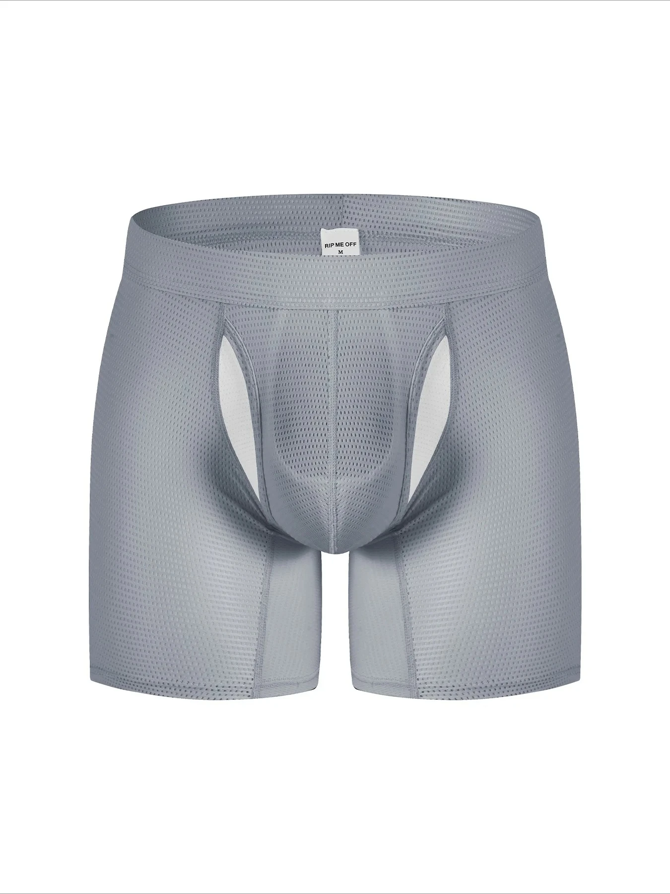 Men's Long Leg Boxer Briefs, Breathable Mesh Anti-Chafing Sports Underwear with Support Pouch Boxy Underpants Comfortable Trunks