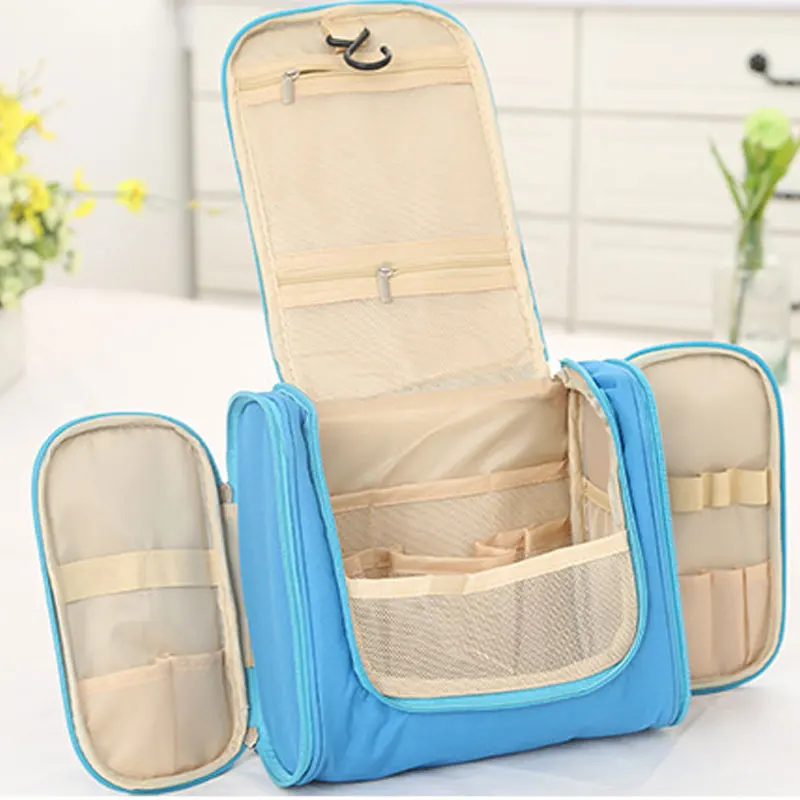 Double-open toiletry bag Travel hook organizer bag Triple-open handheld cosmetic bag portable travel bag