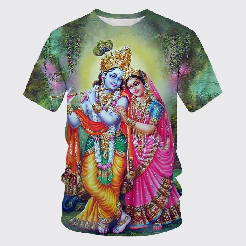 Harajuku Hindu God Wisdom Shiva 3D Men/Women T Shirt Printed Short Sleeve Tops Summer Retro Casual Personality Loose Street Tees