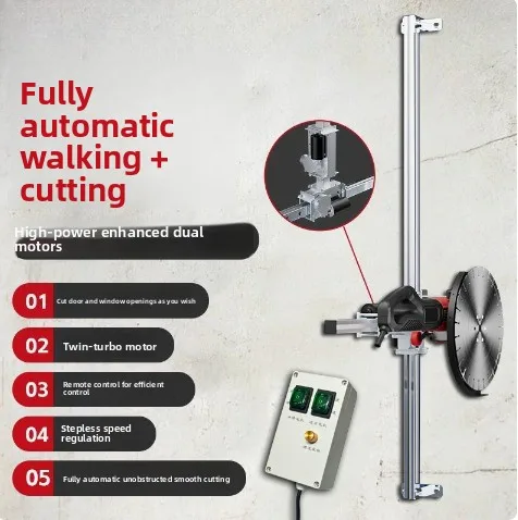 Ring Saw Cutting Machine with Track Bracket 220V Electric Wall Saw Concrete Cutter Brushless Motor Remote Control Guide Rail