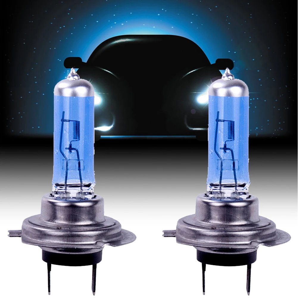 LED Lights Headlights 12V White 2Pcs Xenon Attachment Bulbs Car Halogen LED Lights Lamp Light Bulbs Replacement