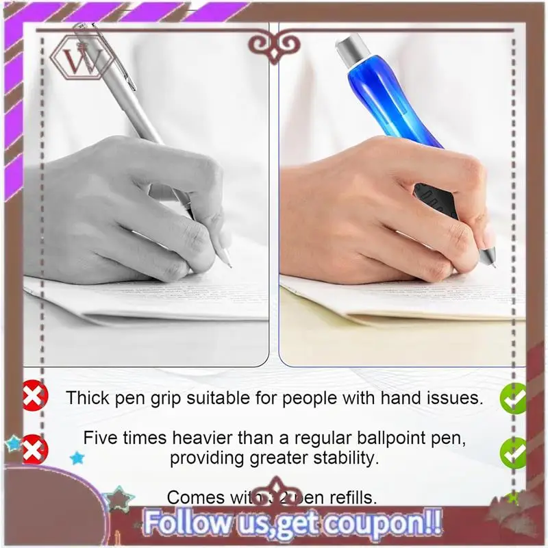 ล่าสุด Big FAT ปากกา 8 สีดํา + 8 ปากกาสีฟ้าเอดส์การเขียน Carpal อุโมงค์ขนาดใหญ่กว้าง Grip ปากกาปากกาลูกลื่นแบบพับเก็บได้