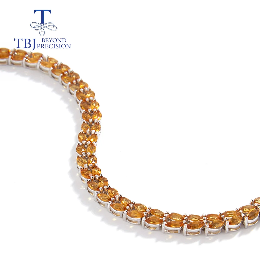 TBJ ,Leaf Design bracelet Natural citrine gemstone 925 sterling silver fine jewelry for women nice  gift