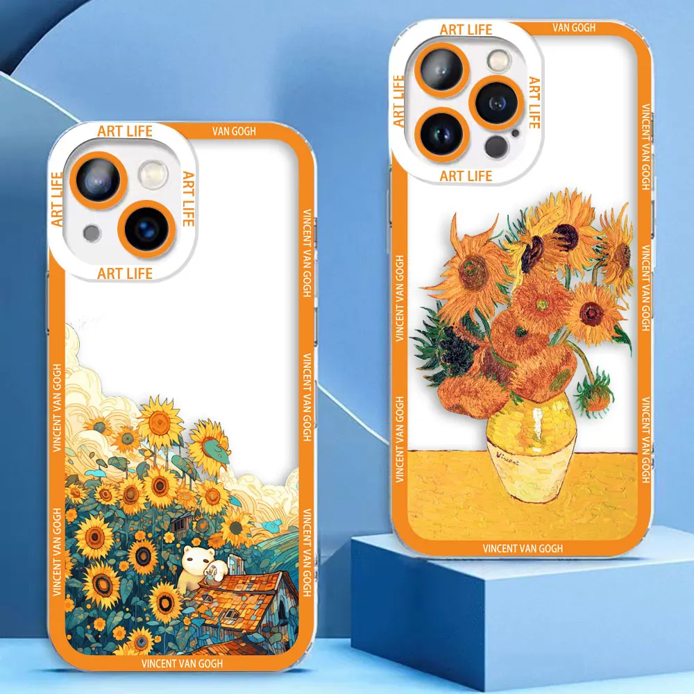 

Cover Clear Case For VIVO V20 V21 V23 V25 V27 V27E V29E Y15S Y16 Y17 Y19 Y20 Y21 5G Case Sunflowers Starry Night V-Van G-Gogh