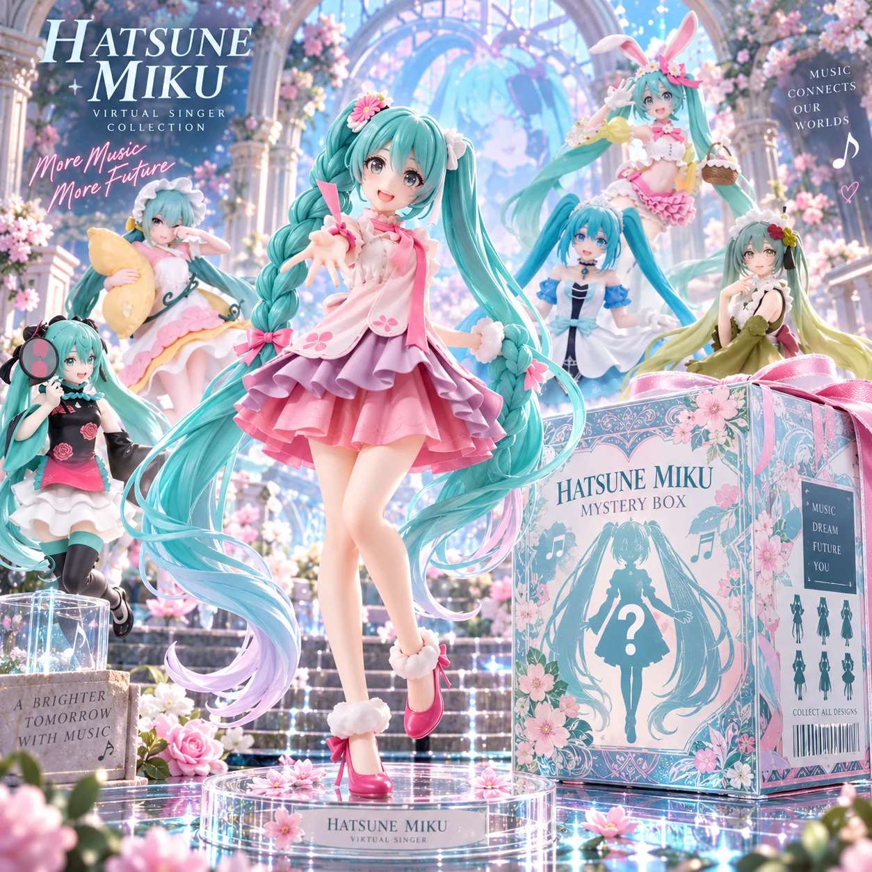 初音ミク-アニメ-ブラインドボックス-フィギュア-ボーカロイド-サクラ-スノーレーシングバージョン-pvc製-コレクタブルモデル-おもちゃ-ギフト