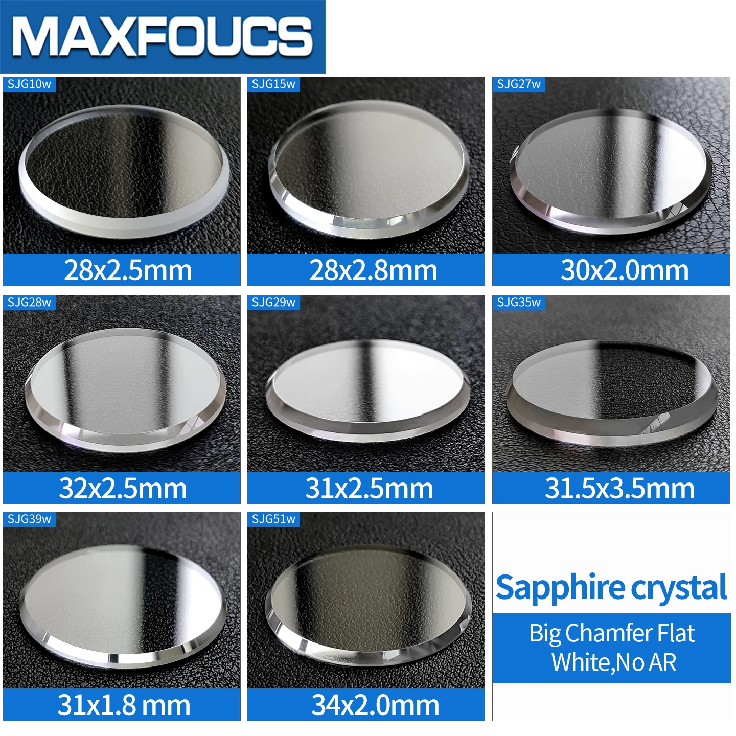 Großer abgeschrägter flacher Saphir für SE I KO 28 30 31 31,5 32 34 mm, transparentes Kristall-Reparaturzubehör, Oberflächenteile – Detail 1
