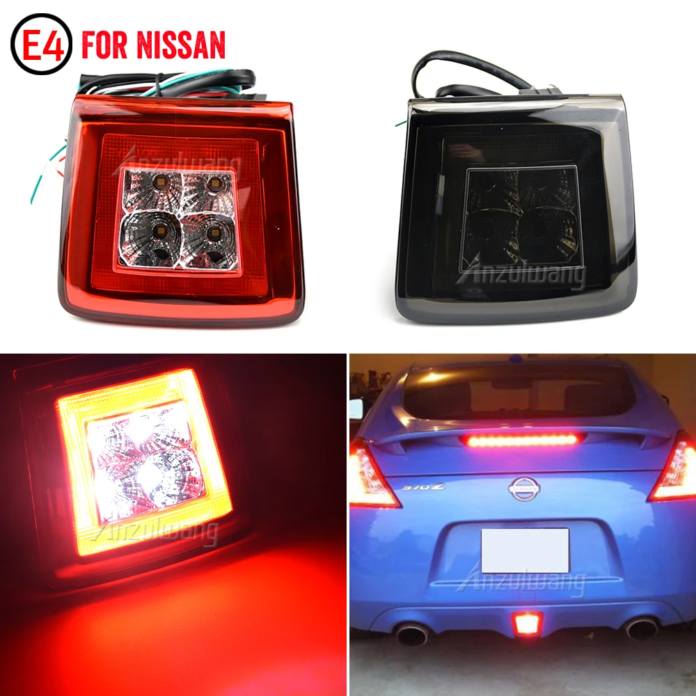 

Bumper Fog Light Kit for 2009-2019 Nissan 370Z & 2013-17 Juke Nismo, Red Brake/Rear Fog & White LED as Backup Reverse Lamp