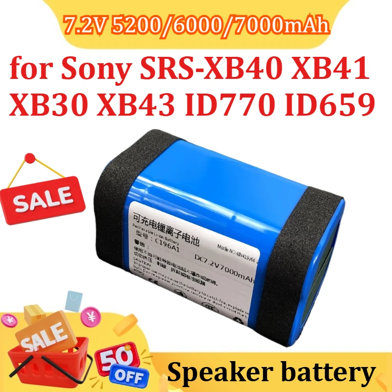 

New 7.2V 5200/6000/7000mAh for Sony SRS-XB40 XB41 XB30 XB43 ID770 ID659 292Bluetooth Speaker Battery