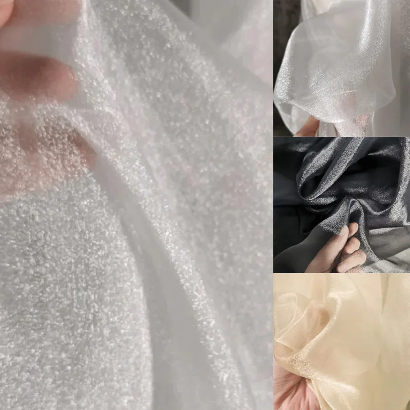 White Organza Voile Sheer Fabric - Shimmering, See-Through, and Sold By The Yard - Ideal Material for Sewing and Crafts