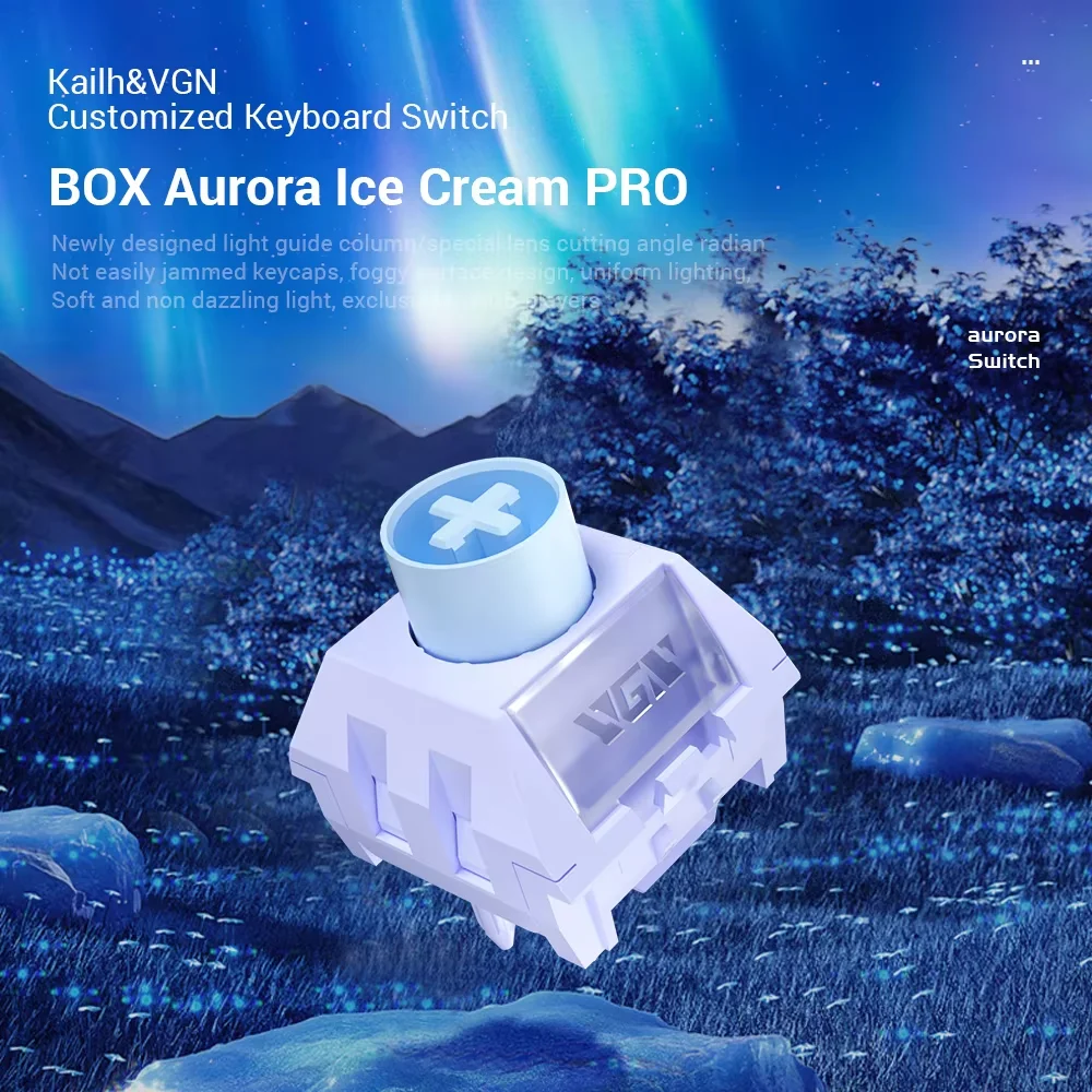 Kailh BOX Aurora ICE Cream Pro Switches 5Pin Linear Switch All POM Custom Mechanical Keyboard Gaming Switch RGB Fine lubrication