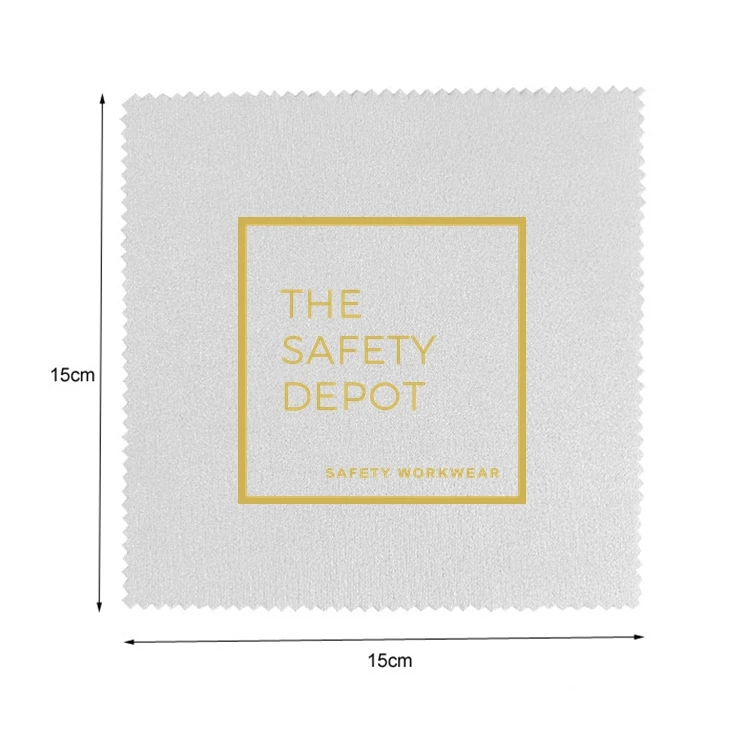 

100 Pieces Customised Logo 15*15cm/5.9*5.9inches Grey Cleaning Cloth Screen Printed With Gold Color Logo