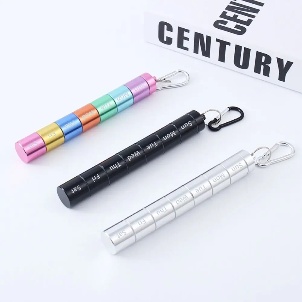 Aluminium Alloy Weekly Pill Box Stackable Compact 7 Day Pill Case Reusable Large Compartment Medicine Organizer Travel