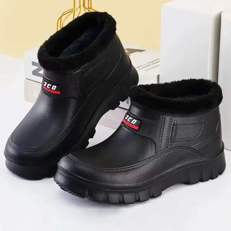 

2025 New Keep Warm Men Cotton Shoes Plush Plus Size Snow Snow Boots Outdoor Motion Casual Snow Boots Outdoor Car Washing Shoes