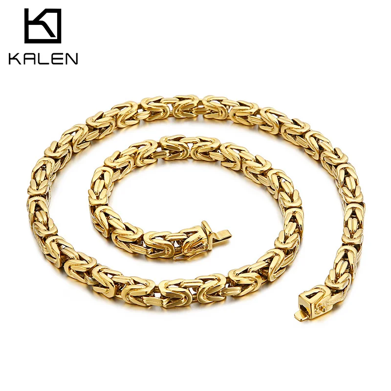 Kalen 8mm Wide Stainless Steel 50/60/65cm Chain Necklace Men's Hip Hop Necklace Jewelry Gift