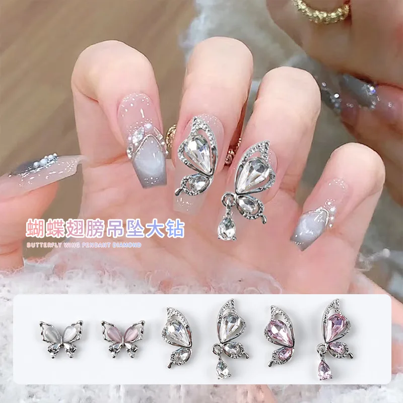 10 Uds. De aleación de lujo 3D de ala de mariposa, accesorios para decoración de uñas, diseño de decoración de manicura, suministros de decoración de uñas