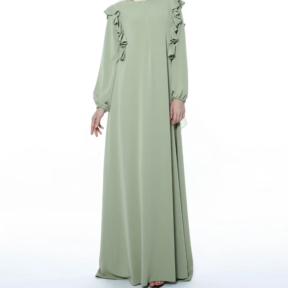 

Fashion Elegant Casual Ruffled Women Dress Muslim Abayas Women Spring and Autumn Abaya Long Sleeve Turkey Dress for Women Robes