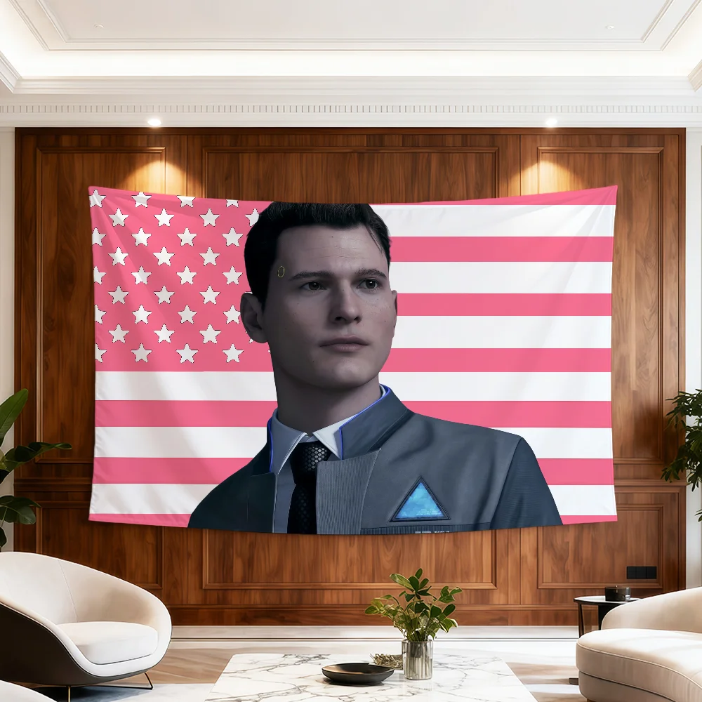Game D-Detroit Become Human C-Connor Flagge für Zimmer, Wohnheim, Party, Hogar, Nachttisch, Wohnzimmer, Wandbehang, Gartendekoration, Banner, Geschenk – Detail 13