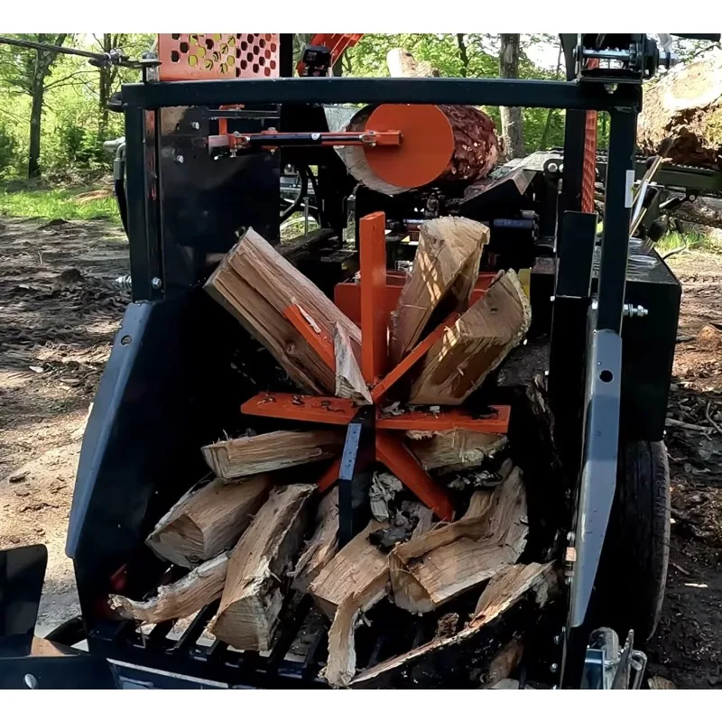High Efficiency Fully Automatic Powered Engine Bearing Forestry Firewood Processor Hydraulic Log Splitter Conveyor
