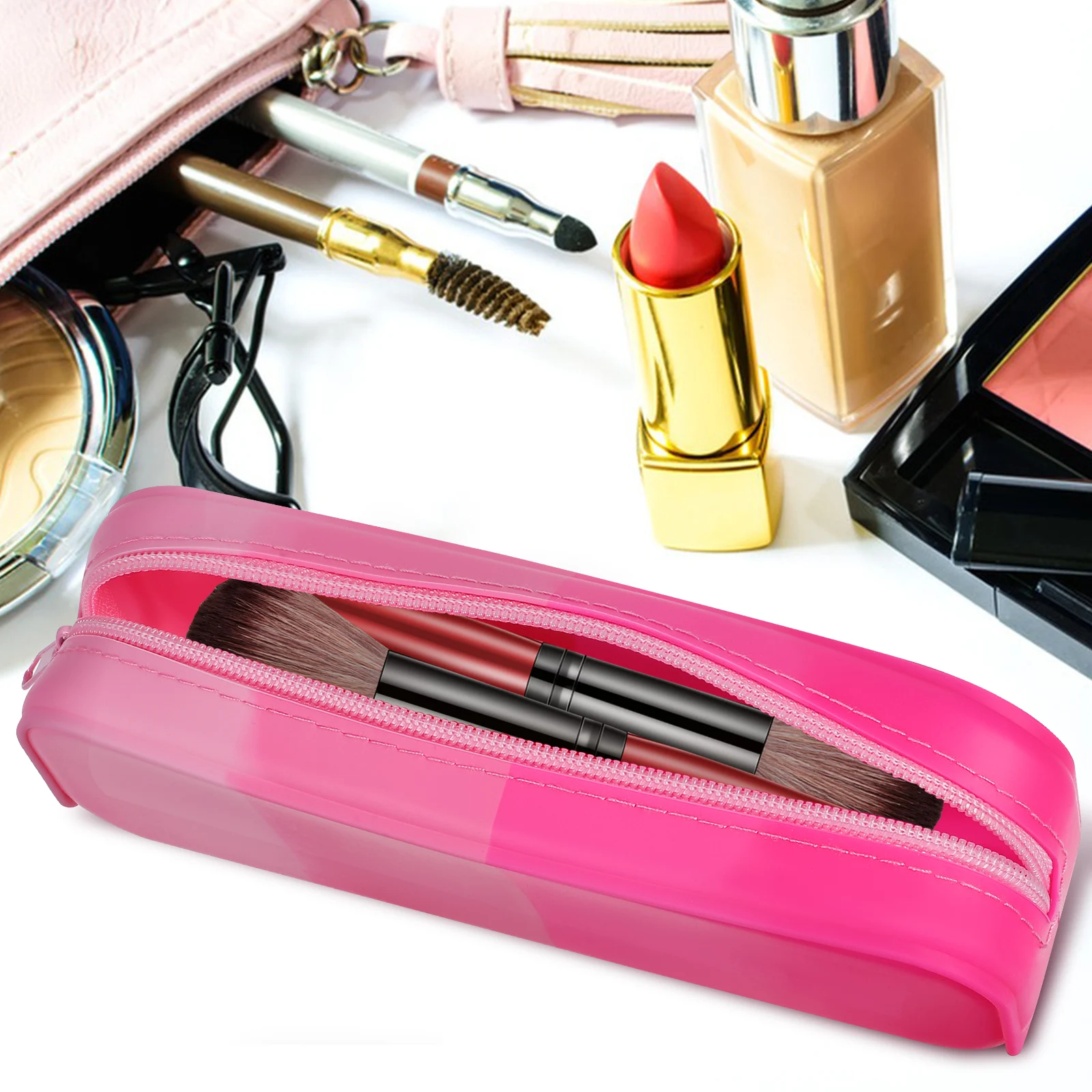 

Pencil Case Bag Aesthetic Pouch Make up Brush Silicone Japanese and Korean Student