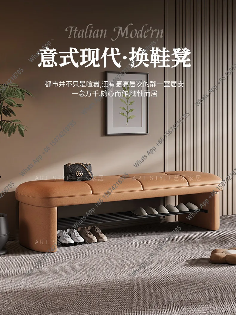 Italian light luxury  home door shoe rack, can sit on shoe stool, entrance entrance shoe stool, long strip sitting