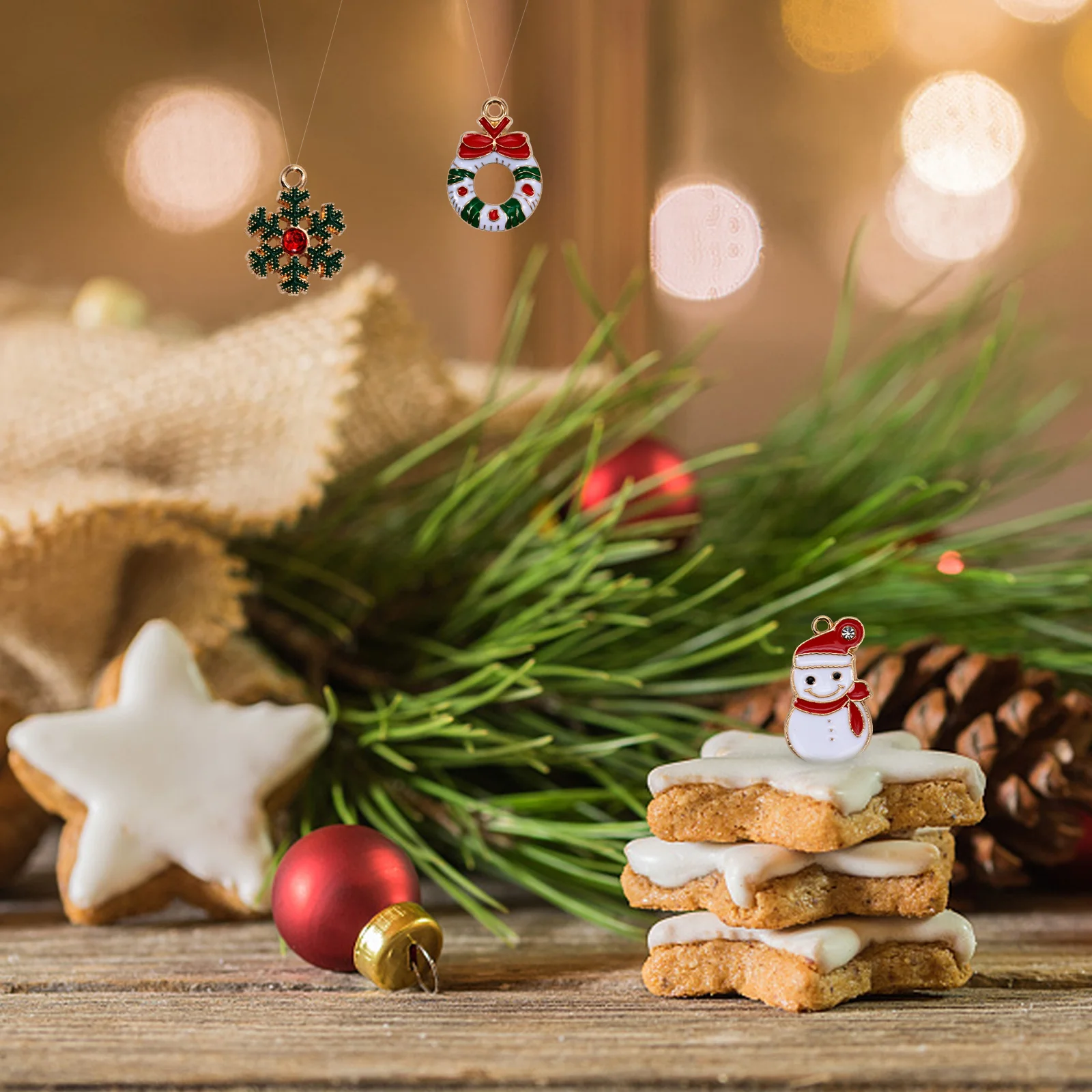 

50Pcs Enamel Christmas Pendant Charm DIY Alloy Charms for Jewelry Making Crafts Gift Boxes Greeting Cards Xmas Party Decor