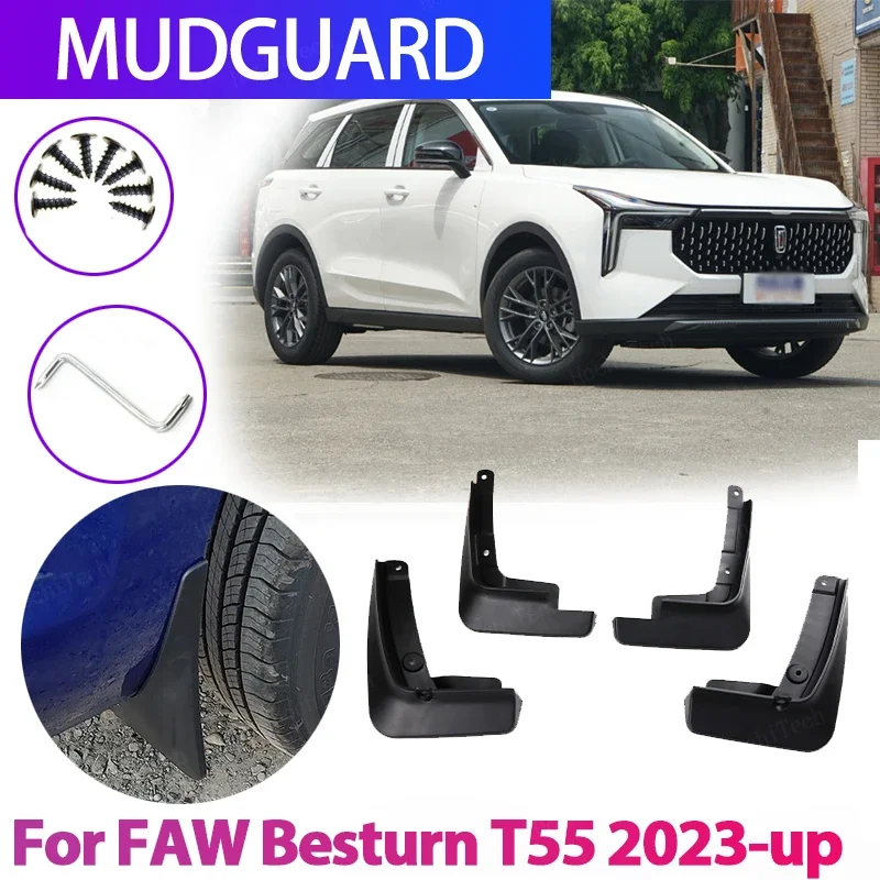 4Pcs/set Plastic Splash Guards Fender Mud Flaps Mudguards For FAW Besturn T55 SUV 2023-Present Mudflaps Splash Guards Mud Flap