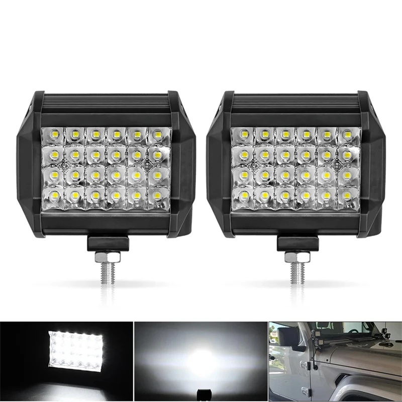 車 12V 24V ヘッドライト 72 ワットライトバー作業灯スポットライト 4 インチ LED ライトバーフォグランプトラックトラクターボート SUV ATV