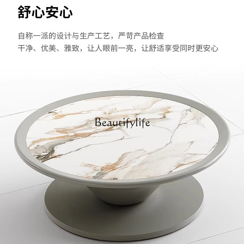 - * طاولة قهوة مستديرة ذات تصميم إيطالي فاخر وخفيف الوزن وغرفة معيشة صغيرة وطاولة قهوة شمالية راقية