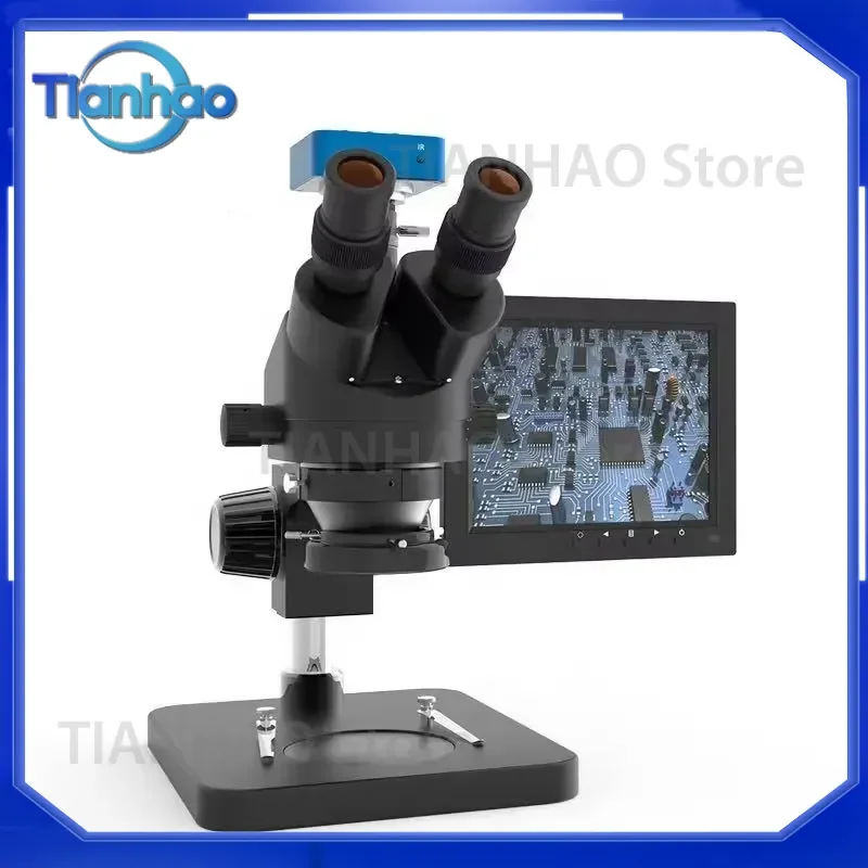 Full Set Trinocular Microscope Binocular Microscopio with Camera Monitor for Laboratory Industrial Inspection and Repairing