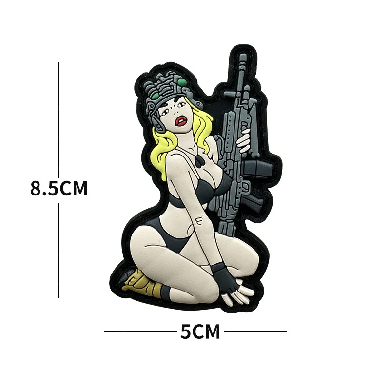 3D Tactical Patches Rabbit Pinup Girls PVC Rubber Badge Funny Patch With Hook Fastener For Backpack, Helmet, Vest, Uniform