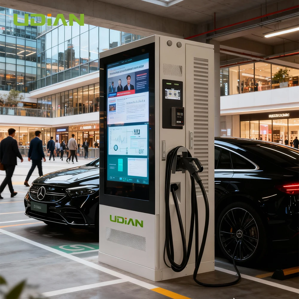 UDIAN Commercial DC EV Fast 60KW 120KW 180kw  Car Charger Level3 Charging Station With Advertisement Display