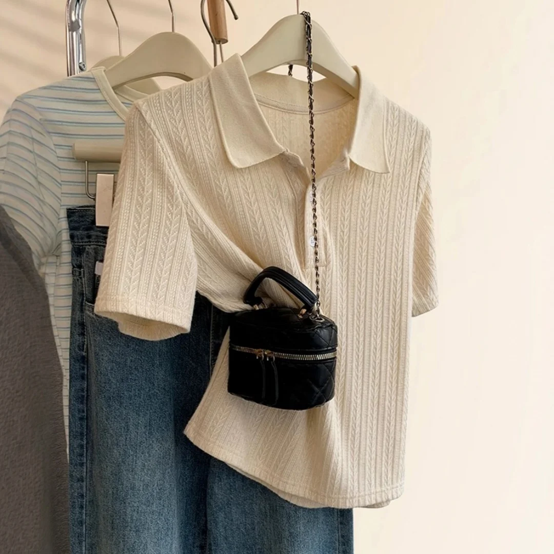 

Oule Tailored Трикотажный irt ort Sve Женский летний Faion oulder Length f Sve Топ Клеевое волокно Повседневный Sle