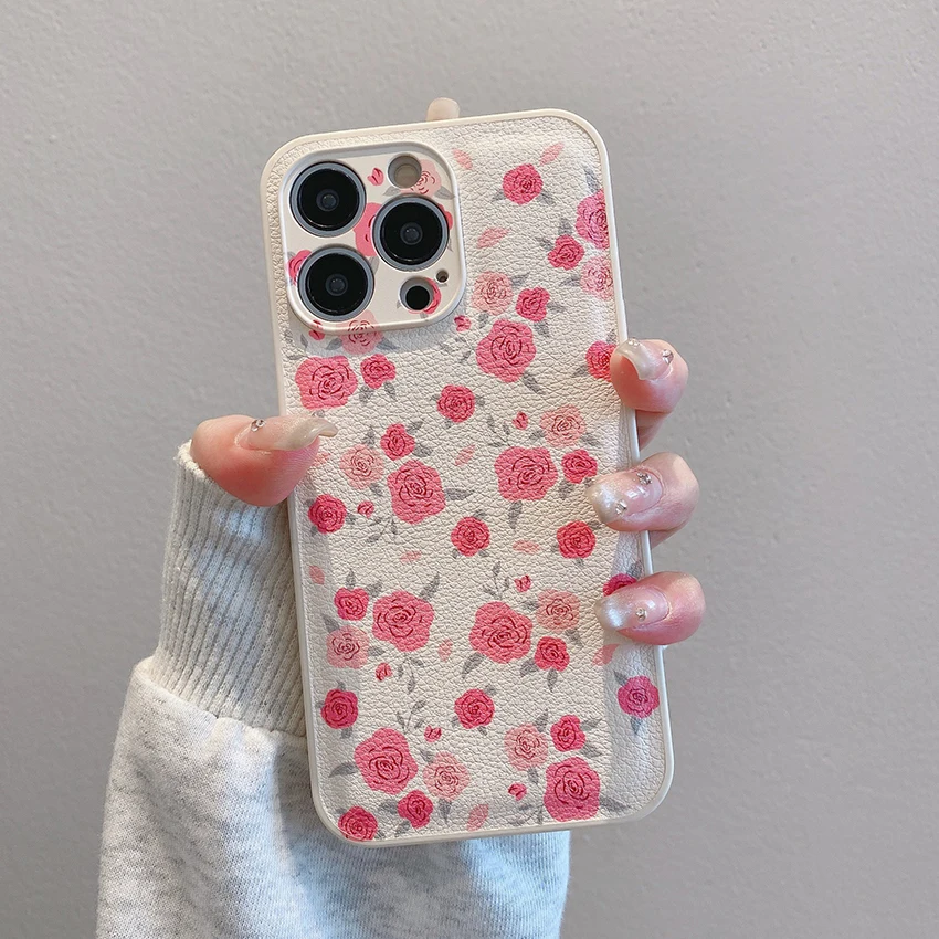 아이폰 17 16 15 14 13 프로 12 11 맥스 플러스 16프로용 꽃무늬 손목밴드 폰케이스, 컬러풀한 꽃무늬 폰케이스, 창의적인 15프로 커버