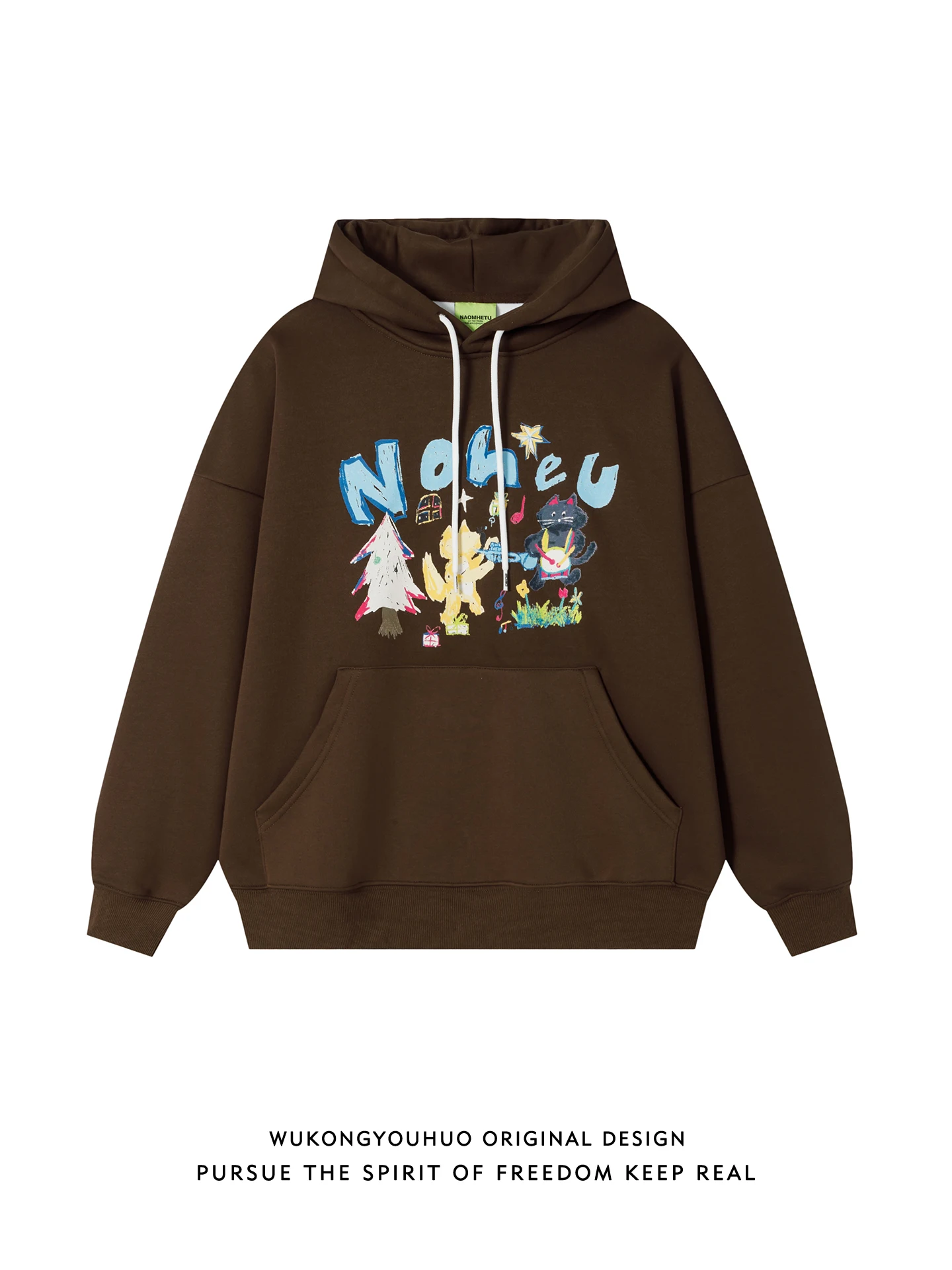 

Модная толстовка с мультяшным принтом на флисовой подкладке, свободная повседневная толстовка-худи для осени, удобная хлопковая модель