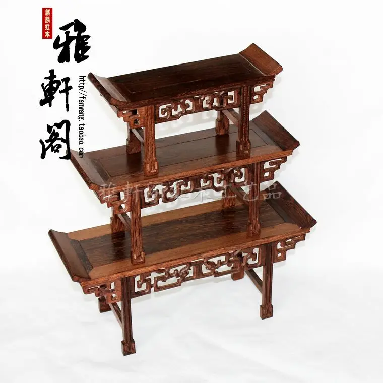 Nature Redwood Pedestal, Traditional Asian Design, Stone Vase, Teapot Collection Display, Rectangle Stand