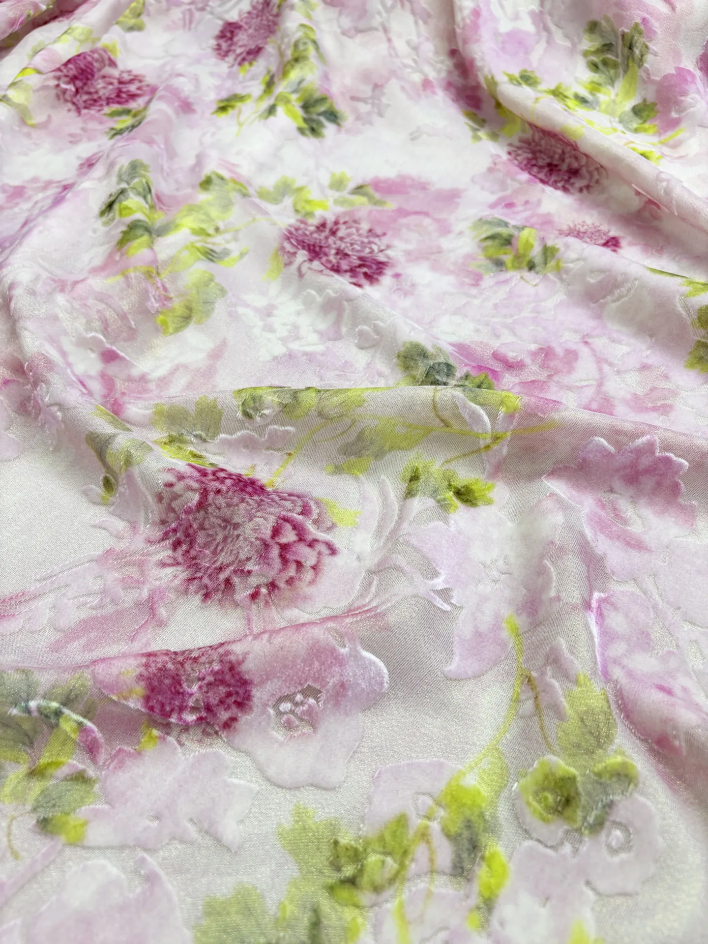 Pink 135cm Wide Gold Thread Silk Velvet Fabric 100% MulberrySilk Base with Floral Rayon