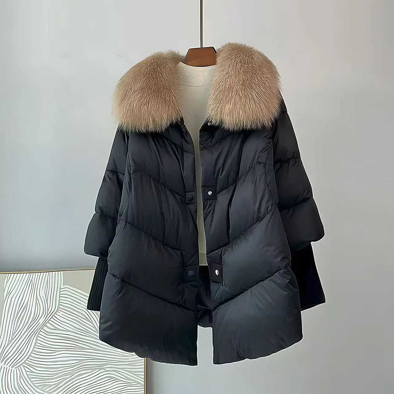 الخريف والشتاء المرأة أسفل سترة فضفاضة محبوك الربط وهمية الفراء أسفل سترة #1