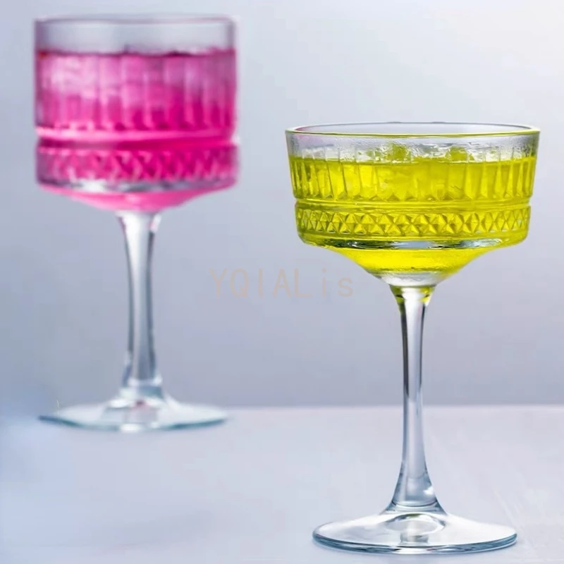 200-500ml Classical Engraved Goblet Cocktail Champagne Wine Glass Cup Art Fashion Home Bar Cold Drink Shop Drinkware Gift