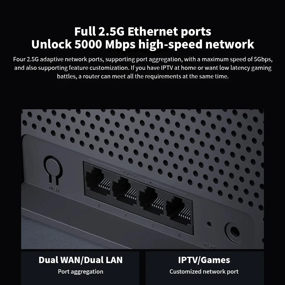 Xiaomi Router BE6500 WiFi7 2.4/5GHz Duan Bands 160Mhz 6453Mbps Mesh Networking Gaming Acceleration 2.5G Ethernet Port 6 antennas